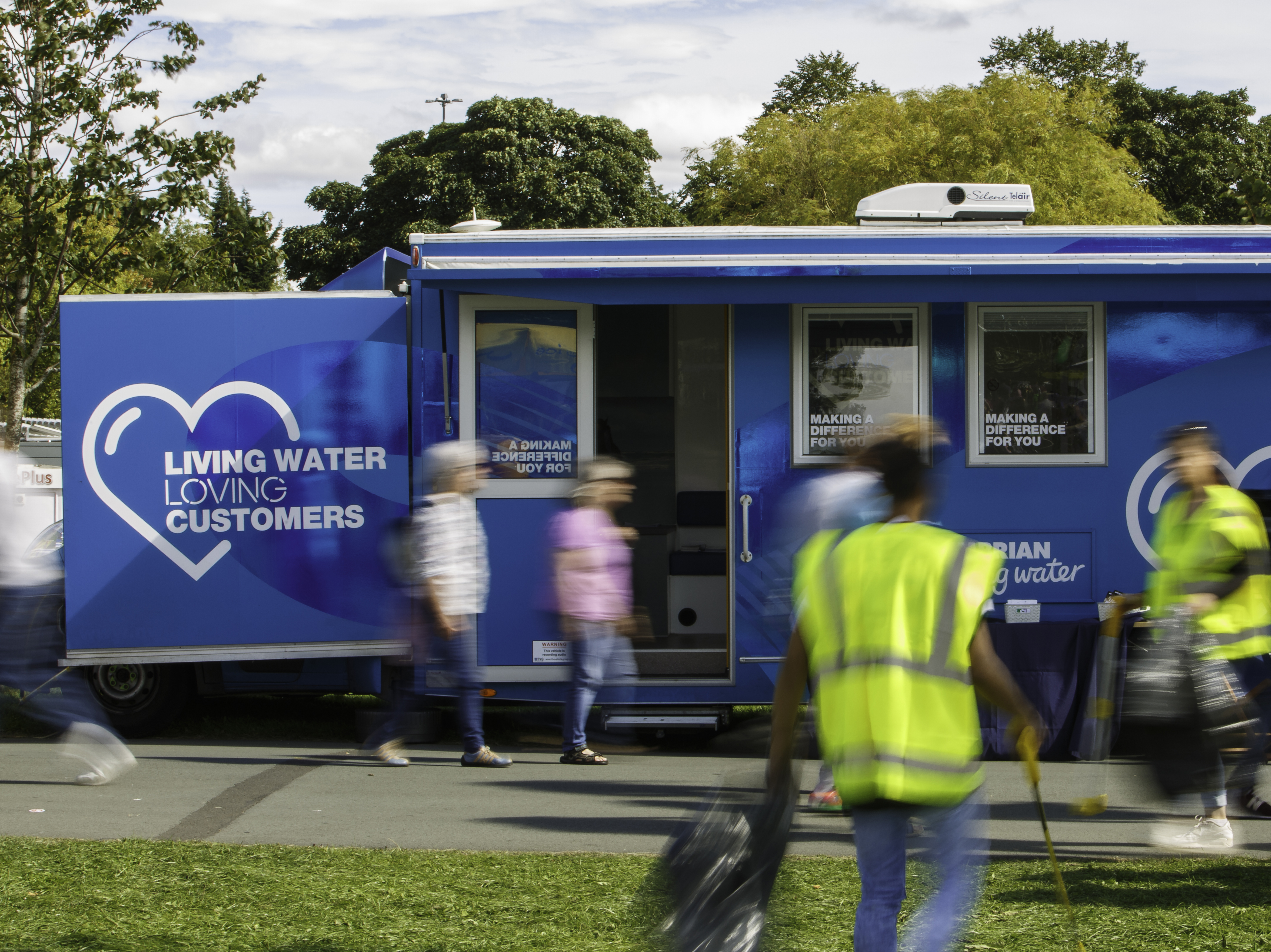 Northumbrian Water vehicle with people standing outside